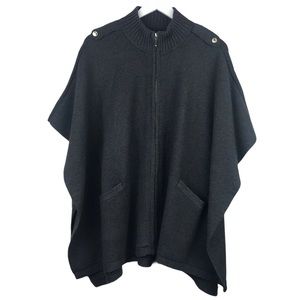 White House Black Market Grey Zip Sweater Cape